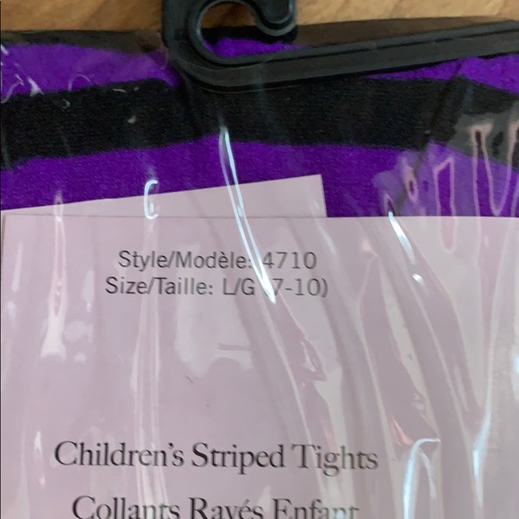 New Childrens purple & black striped tights - Picture 3 of 3